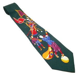 Primavera Necktie Green Golf Pattern Men's Silk Neck Tie Made in Italy